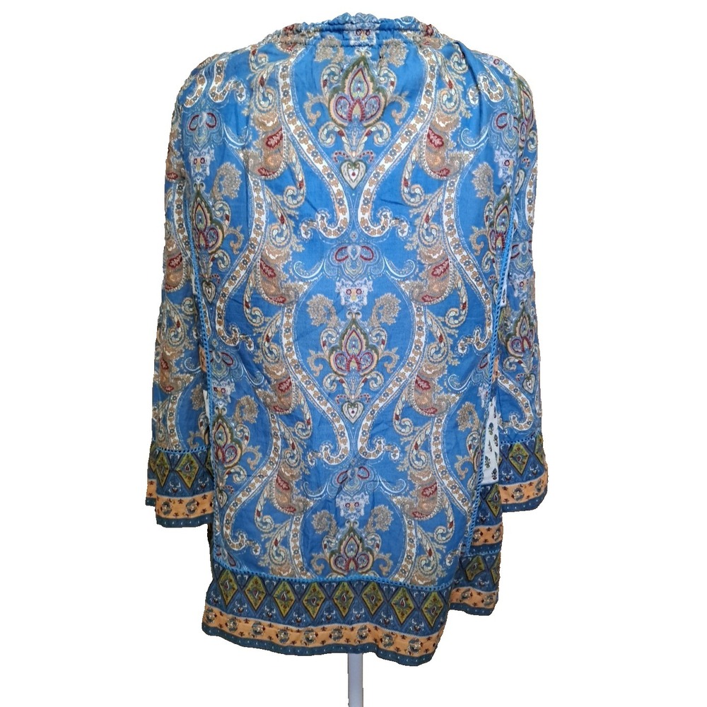 Lucky Brand Cotton Lightweight Paisley  Boho Style Patchwork Blouse Top Tunic S - Picture 6 of 13